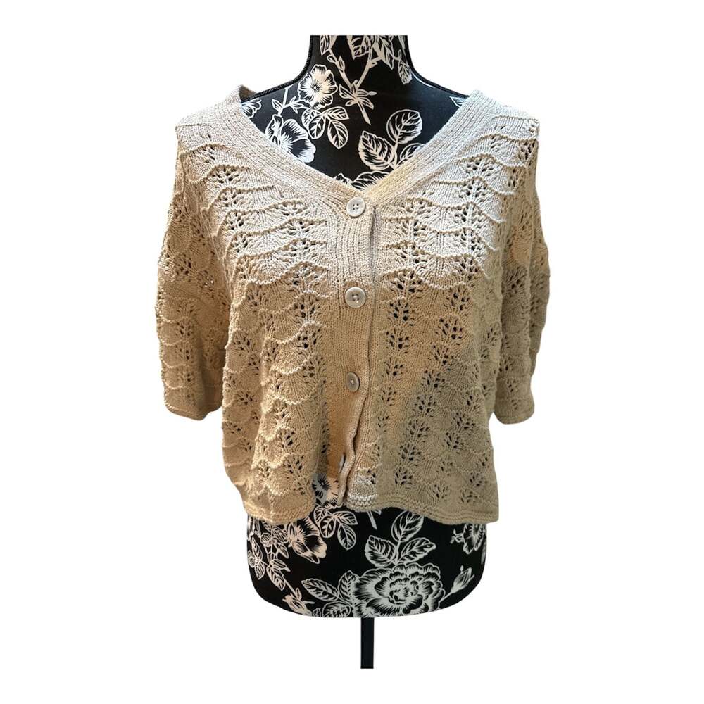 Universal Thread Women's Short Sleeve Openwork Knit Cardigan